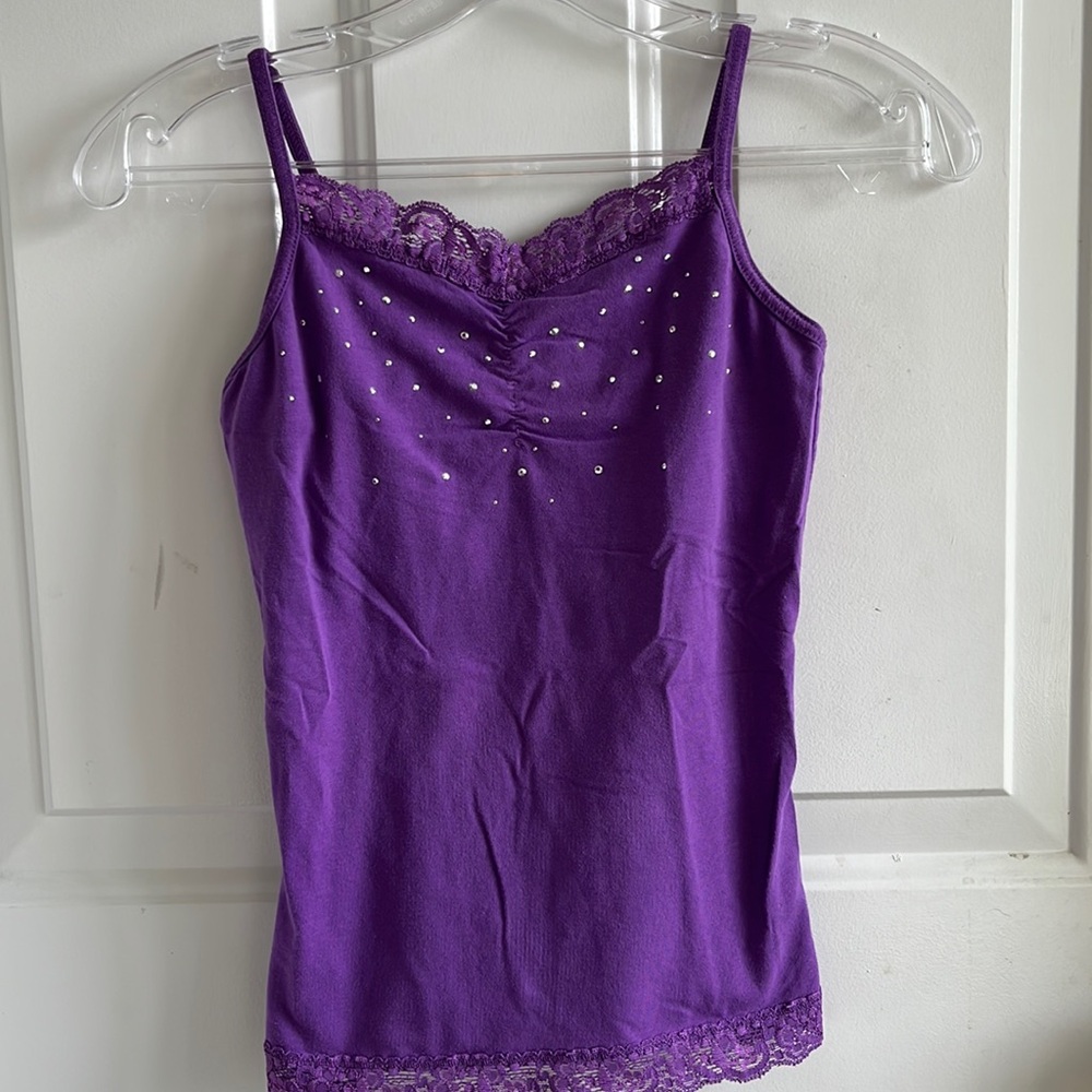 The Children’s Place purple tank top with gems and  adjustable straps